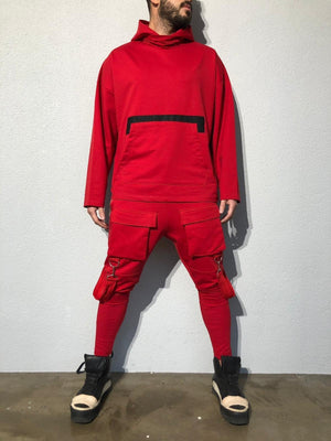 Red Front Pocket Strap Jogger Pant B341 Streetwear Jogger Pants - Sneakerjeans