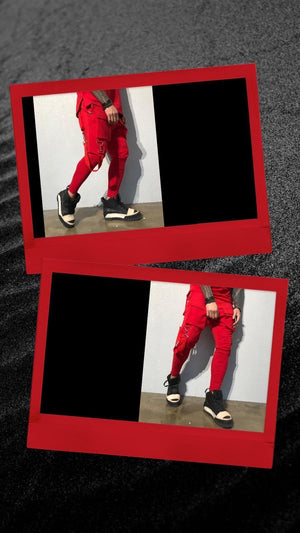 Red Front Pocket Strap Jogger Pant B341 Streetwear Jogger Pants - Sneakerjeans