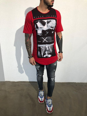 Red Oversize Printed T-Shirt BL134 Streetwear T-Shirts - Sneakerjeans