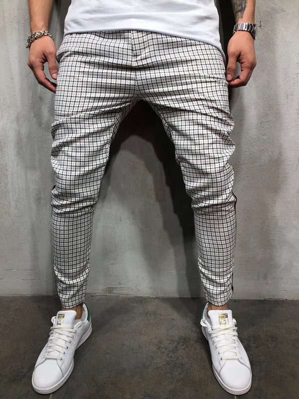 Side Striped Checkered Casual Jogger Pant A147 Streetwear Jogger Pants - Sneakerjeans