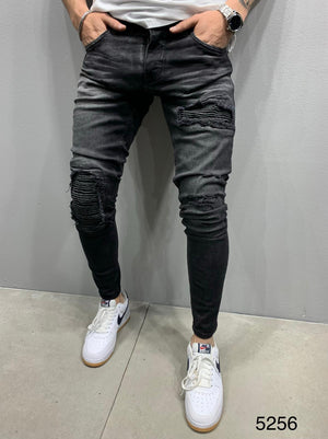 Sneakerjeans Black Patched Skinny Jeans AY904