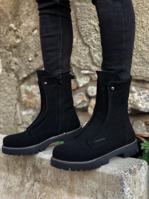 Sneakerjeans Black Suede Military Boots CH027