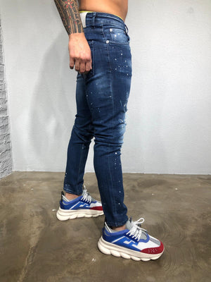 Sneakerjeans - Blue Colour Blobs Ripped Ultra Skinny Jeans BL428 - Sneakerjeans