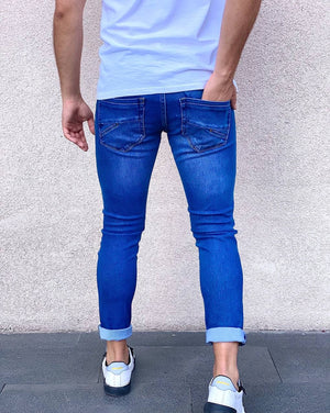 Sneakerjeans Blue Ripped Jeans AY075