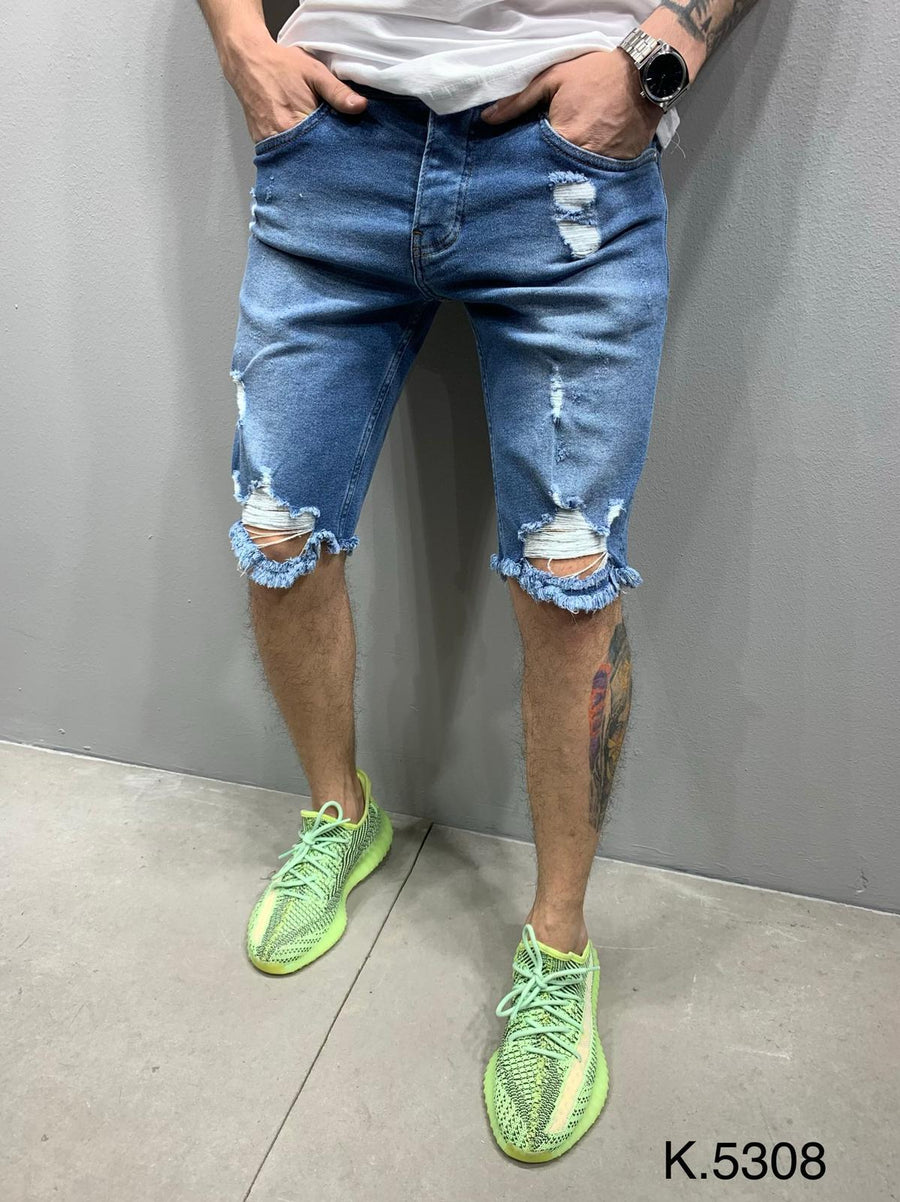 Sneakerjeans Blue Ripped Jeans Short AY886
