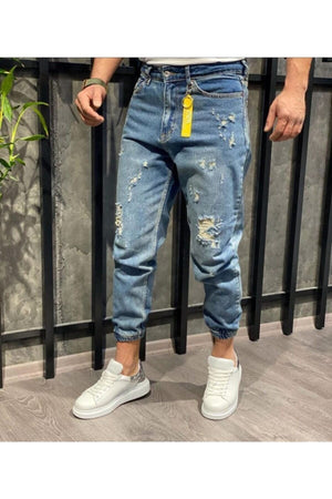 Sneakerjeans Blue Ripped Jogger Jeans NS050