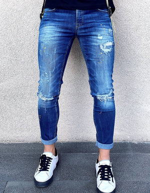 Sneakerjeans Blue Ripped Skinny Jeans AY077