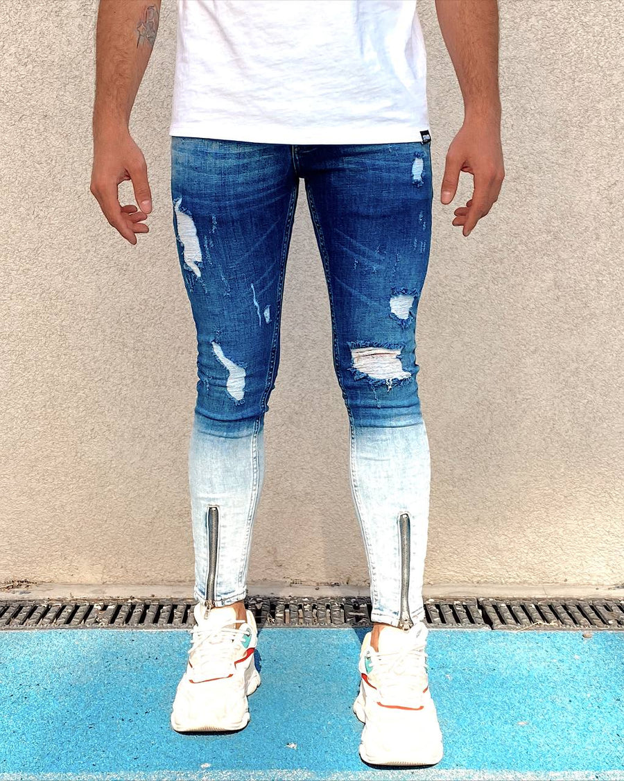 Sneakerjeans Blue Ripped Skinny Jeans R105