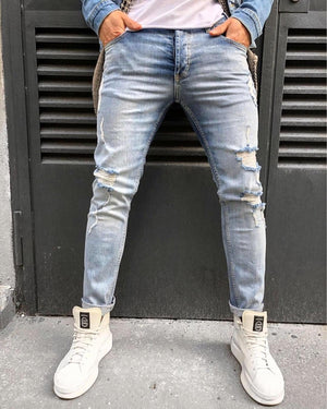 Sneakerjeans - Blue Washed Ripped Ultra Skinny Jeans B329 - Sneakerjeans