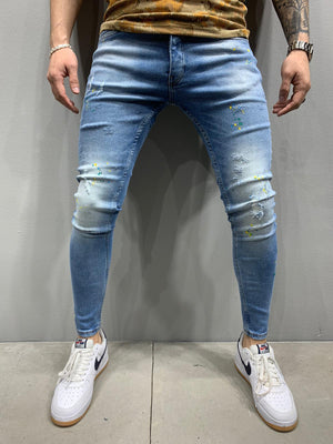 Sneakerjeans Colour Blobs Skinny Ripped Jeans AY828