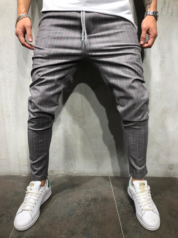 Gray Pink Striped Casual Jogger Pant A212 Streetwear Casual Jogger Pants - Sneakerjeans