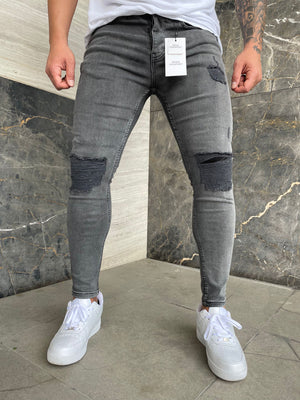 Sneakerjeans Gray Ripped Jeans DP160