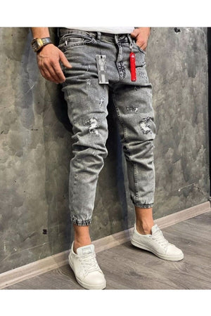 Sneakerjeans Gray Ripped Jogger Jeans NS054