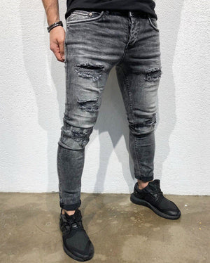 Sneakerjeans - Gray Ripped Skinny Jeans B149 - Sneakerjeans