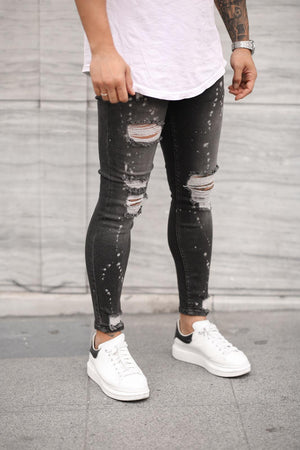 Sneakerjeans Gray Skinny Ripped Jeans DP24