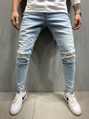 Sneakerjeans Light Blue Ripped Skinny Jeans AY815
