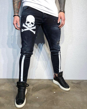 Sneakerjeans - Skull Printed Ultra Skinny Jeans B336 - Sneakerjeans