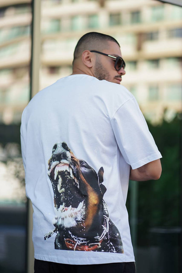 Sneakerjeans White Pitbull Printed Oversize T-Shirt ES73