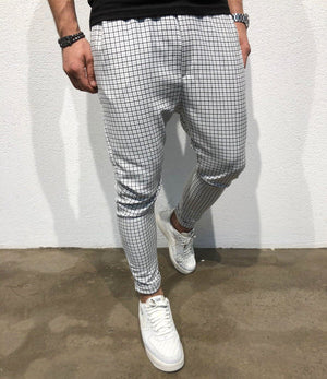 White Checkered Baggy Jogger Pant B162 Streetwear Jogger Pants - Sneakerjeans