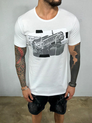 White Printed Mens T-Shirt BL569 Streetwear Mens T-Shirts - Sneakerjeans